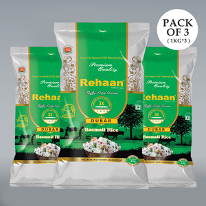 Rehaan Dubar Fluffy Long Grain Basmati Rice (Pack Of 3)
